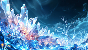 Enchanted Crystal Landscape, crystal, glow, fantasy landscape HD wallpaper