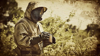 Beekeeper at Work, graphy, survival, gas mask HD wallpaper