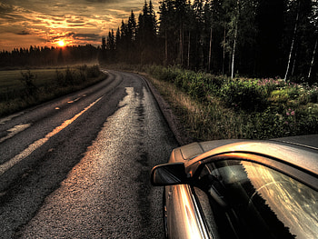 Road to the sun, landscape, cool, road, beautiful, nature, amazing, sun, sunset HD wallpaper