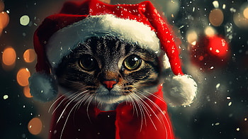 Christmas Cat in Ultra : Festive Feline Cheer!, christmas cat, cat, Christmas, santa hat, holiday HD wallpaper