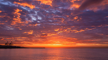 Spectacular Sunset Sea Sky, Sea, Nature, Sunsets, Oceans, Clouds, Sky HD wallpaper