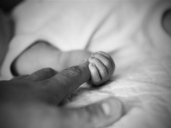 Hope, black and white, love, baby, beautiful, care, feel, hand HD wallpaper