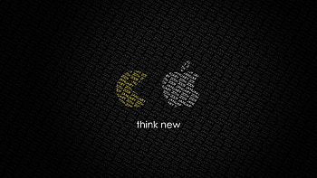 mac, apple, pak-man, white, yellow, logo HD wallpaper