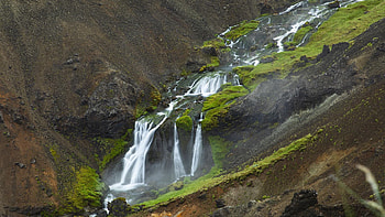 Heated Waterfall at Reykjadalur Thermal Hot Spring River in Iceland, creek, water, cascade, rocks HD wallpaper