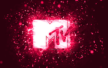 MTV pink logo, , pink neon lights, creative, pink abstract background, Music Television, MTV logo, brands, MTV HD wallpaper