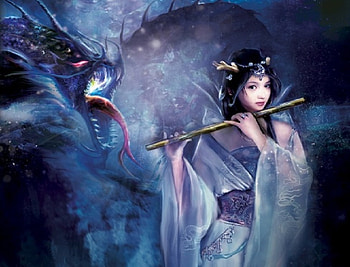 Kimono girl and her dragon, girl, drago, girl and dragon, kimono girl HD wallpaper