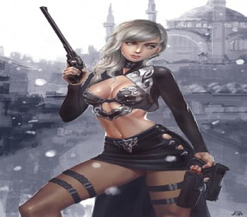 She's Packing Some Heat, spy, fantasy, snow, woman, big gun HD wallpaper