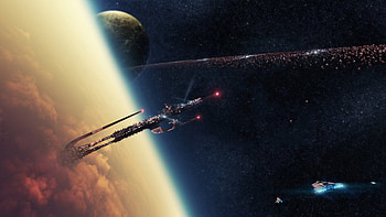outta space, galaxy, planet, spaceship, stunning HD wallpaper