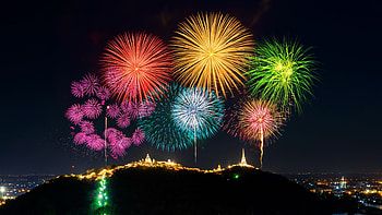 Fireworks, colorful, night, graphy HD wallpaper