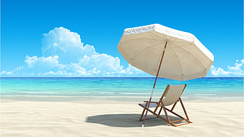 Beach chair, Beach Umbrella HD wallpaper