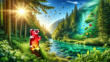 Enchanted Forest Gummy Bear, gummy bear, forest, river, fantasy, nature HD wallpaper