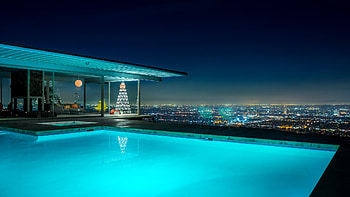 A Modern Christmas At Home, city, christmas, house, view, pool, modern, tree HD wallpaper