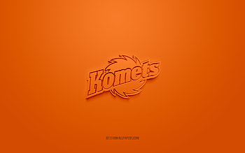 Fort Wayne Komets, creative 3D logo, orange background, ECHL, 3d emblem, American Hockey Club, Indiana, USA, 3d art, hockey, Fort Wayne Komets 3d logo HD wallpaper