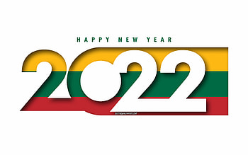 Happy New Year 2022 Lithuania, white background, Lithuania 2022, Lithuania 2022 New Year, 2022 concepts, Lithuania, Flag of Lithuania HD wallpaper