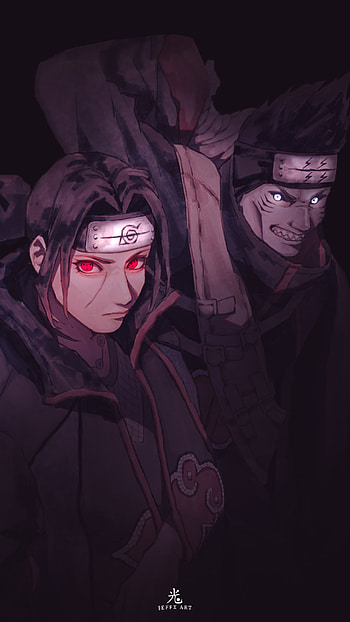 ITACHI And KISAME, naruto, sharingan, art, narutoshippuden, uchiha, akatsuki, anime, uzumaki HD phone wallpaper
