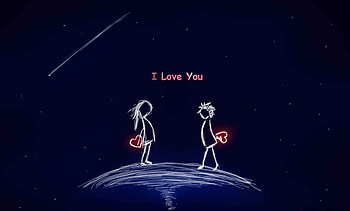I love you cartoon couple HD wallpaper