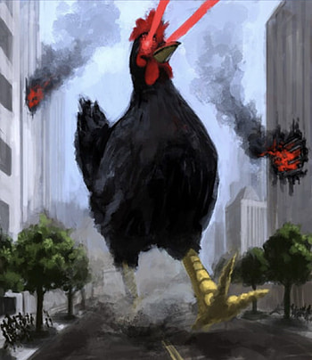 Chicken, dog HD phone wallpaper