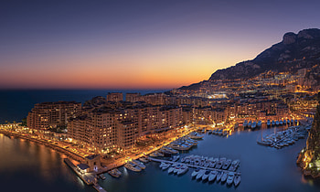 Sunset, Fontvieille, Monaco, aerial view, buildings HD wallpaper