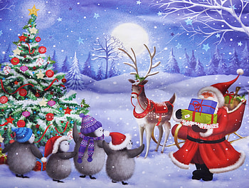 Santa's Little Helpers, Winter, graphy, Santa, Snow, Card, Nature HD wallpaper