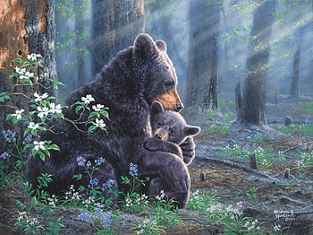 We are good, animal, cun, abraham hunter, urs, art, painting, bear, pictura, mother HD wallpaper