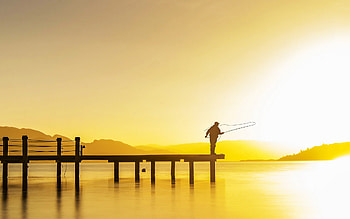 fishing, morning, sunrise, fisherman on the bridge, fishing concepts, background with fisherman HD wallpaper