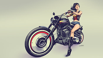 Wonder Woman On Bike , wonder-woman, superheroes, artwork, digital-art, artist, behance HD wallpaper