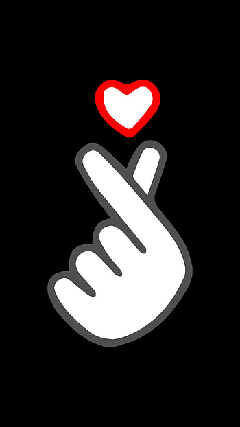 Finger Heart, Black Background HD phone wallpaper