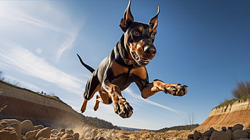 Doberman Pinscher Jumping, Animal, doberman pinscher HD wallpaper