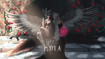 Angel, wings, iart, fantasy, art, ia, couple, girl HD wallpaper