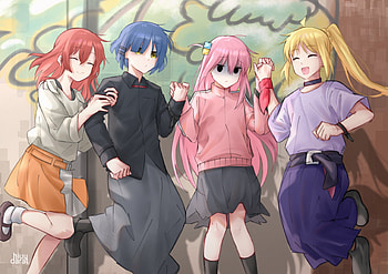 Bocchi the Rock! Quad — Nijika, Hitori, Ryou & Ikuyo, Nijika Ijichi, Hitori Gotou, Ryou Yamada, Ikuyo Kita, Anime, Bocchi the Rock! HD wallpaper