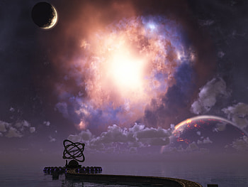 The astronomer, planet, moon, fantasy, sky, astronomy, sun, astronomer HD wallpaper