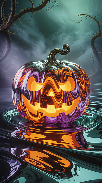 Midnight Jack-O'-Mirror | Phantom Pumpkin | Eerie Mirror Pumpkin, jack-o'-lantern, pumpkin HD phone wallpaper