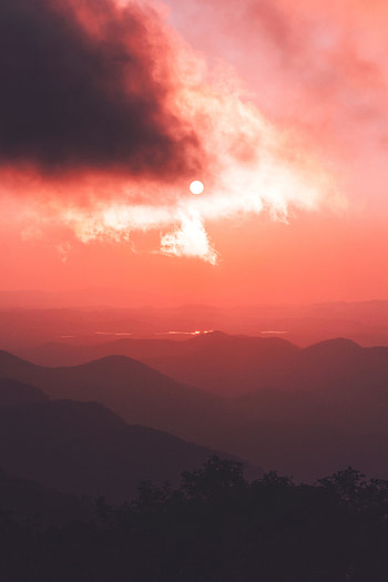Nature, Sunset, Mountains, Twilight, Clouds, Fog, Dusk HD phone wallpaper