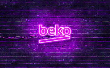 Beko violet logo, , violet brickwall, Beko logo, brands, Beko neon logo, Beko HD wallpaper