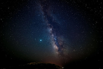 Universe, Stars, Night, Starry Sky, Nebula, Hill HD wallpaper