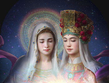 :), virgen mary, asian, fantasy, face, luminos, zhang corn HD wallpaper