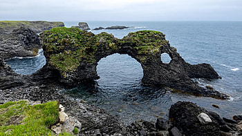 Arnarstapi, Iceland, sea, rocks, stones, arch HD wallpaper