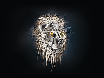 Machine Lion, technology 3d, illustration, machine HD wallpaper