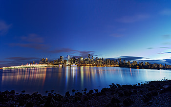 Stunning Cityscape Reflection Lake -, city, lake, outdoor, Vancouver, Canada HD wallpaper