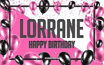 Happy Birtay Lorrane, Birtay Balloons Background, Lorrane, with names, Lorrane Happy Birtay, Pink Balloons Birtay Background, greeting card, Lorrane Birtay HD wallpaper