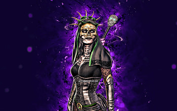 Day of the Dead Jade, , violet neon lights, Mortal Kombat Mobile, fighting games, MK Mobile, creative, Mortal Kombat, Day of the Dead Jade Mortal Kombat HD wallpaper