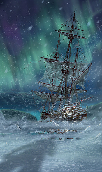 Ghost Ship, Illustration artwork, Quebec setting, Enchanting world HD phone wallpaper