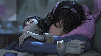 Dva Overwatch Sleep , dva-overwatch, overwatch, games, artist, artwork, digital-art HD wallpaper