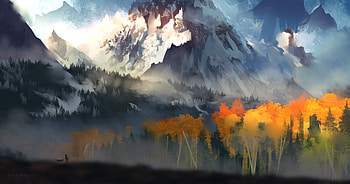 Landscape Scenery Moutain Autumn Digital Art , landscape, scenery, mountain, autumn, artist, artwork, digital-art, deviantart HD wallpaper