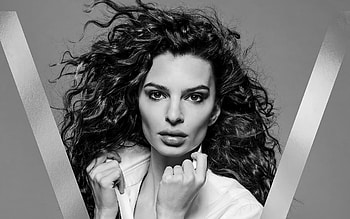 Emily Ratajkowski, American actress, shoot, monochrome, portrait, American Star, American Fashion Model HD wallpaper