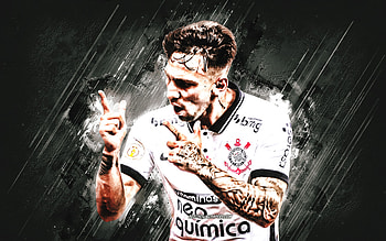 Gustavo Silva, Corinthians, Brazilian Football Player, Portrait, Gray Stone Background, Football, Serie A, Brazil HD wallpaper