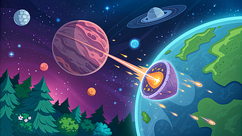Planetary Defense: A Stunning Ultra Adventure, planetary defense, space, planet, earth, cartoon HD wallpaper