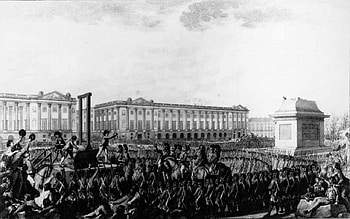 Execution of Louis XVI, revolution, paris, france, painting, drawing, french revolution, louis xvi, guillotine, 1789 HD wallpaper
