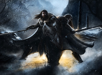 Two warriors, artwork, fantasy HD wallpaper