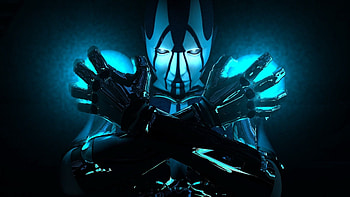 Robot other, Blue robot cyborg, 3D background, Sci-fi vibes HD wallpaper